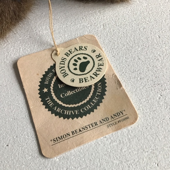 Adorable Boyds Bears Simon Beanster And Andy - Brown Plush Teddy with His Doll - Picture 7 of 13